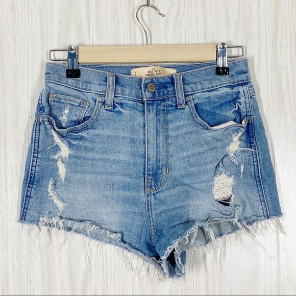 Hollister | Distressed High Rise Vintage Jean Shorts Size 1 / 25 - Picture 1 of 4